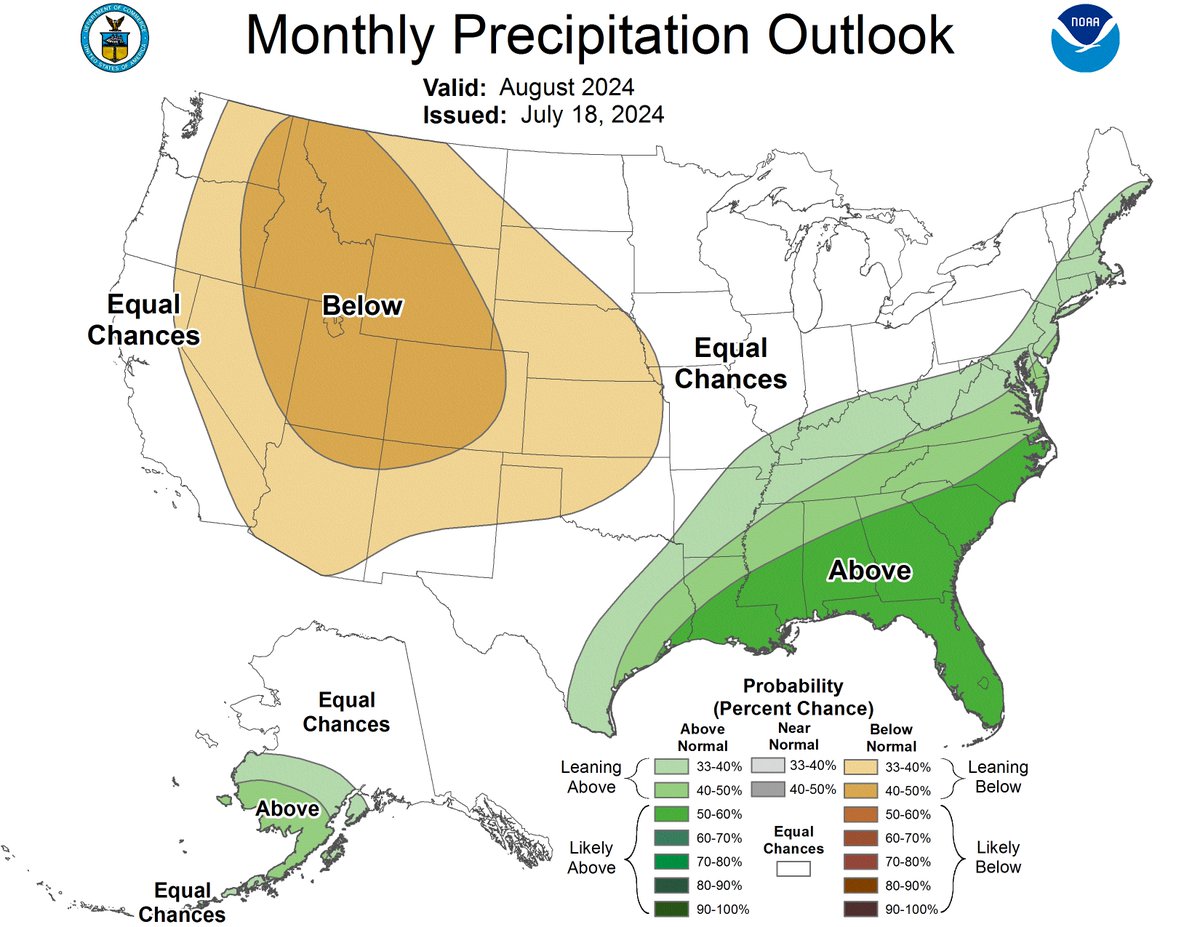 The Climate Prediction Center has updated the temperature and precipitation forecasts for the month of August

CPC forecasts can be found at

cpc.ncep.noaa.gov/products/forec…