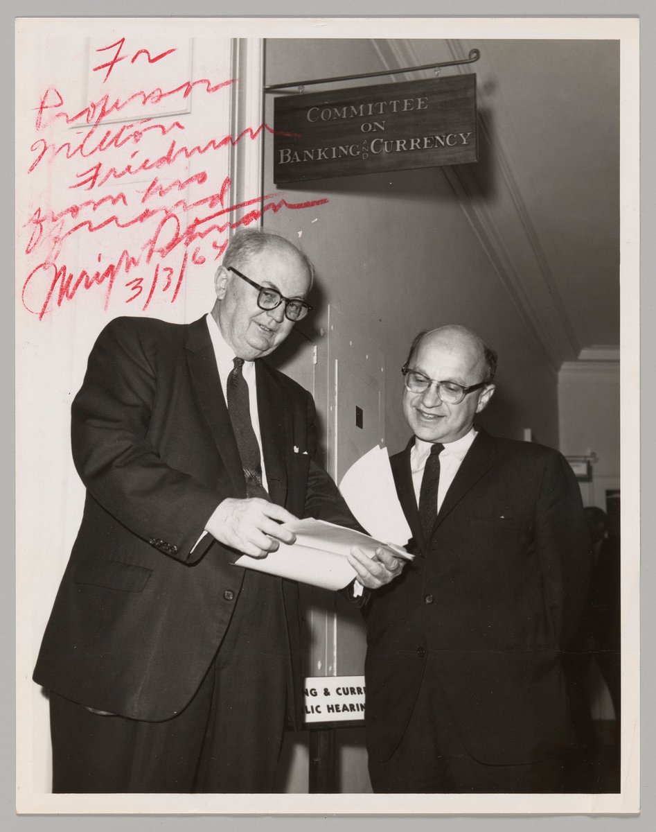 Happy Birthday Milton Friedman!  Politics makes strange bedfellows, here's a signed pick from populist Democrat /anti-Fed crusader / Friedman ally Wright Patman, I describe their relationship in Milton Friedman: The Last Conservative #miltonposting