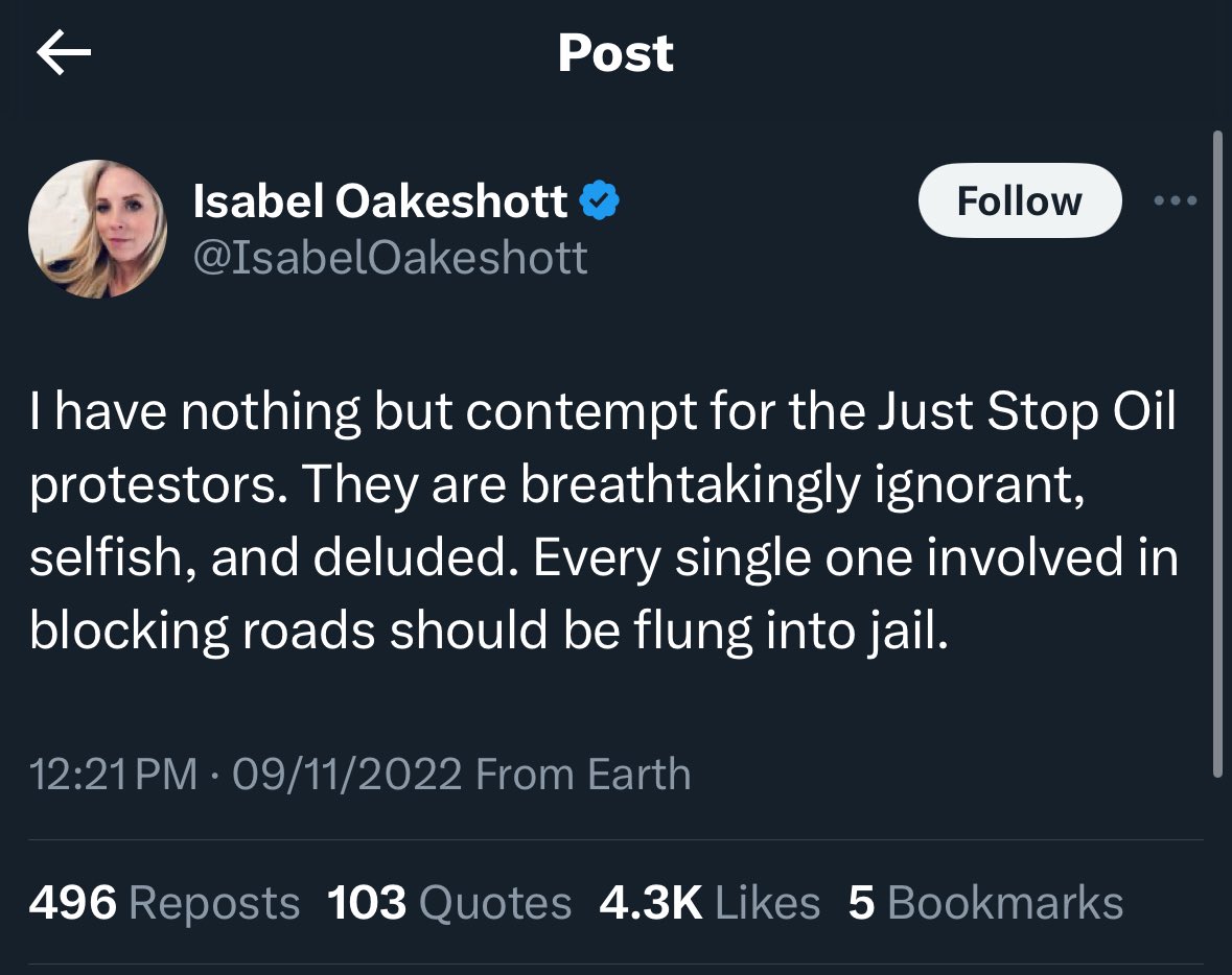 ZoeTomkinson's tweet photo. @IsabelOakeshott @JustStop_Oil FYI https://t.co/baKIk8KWWT