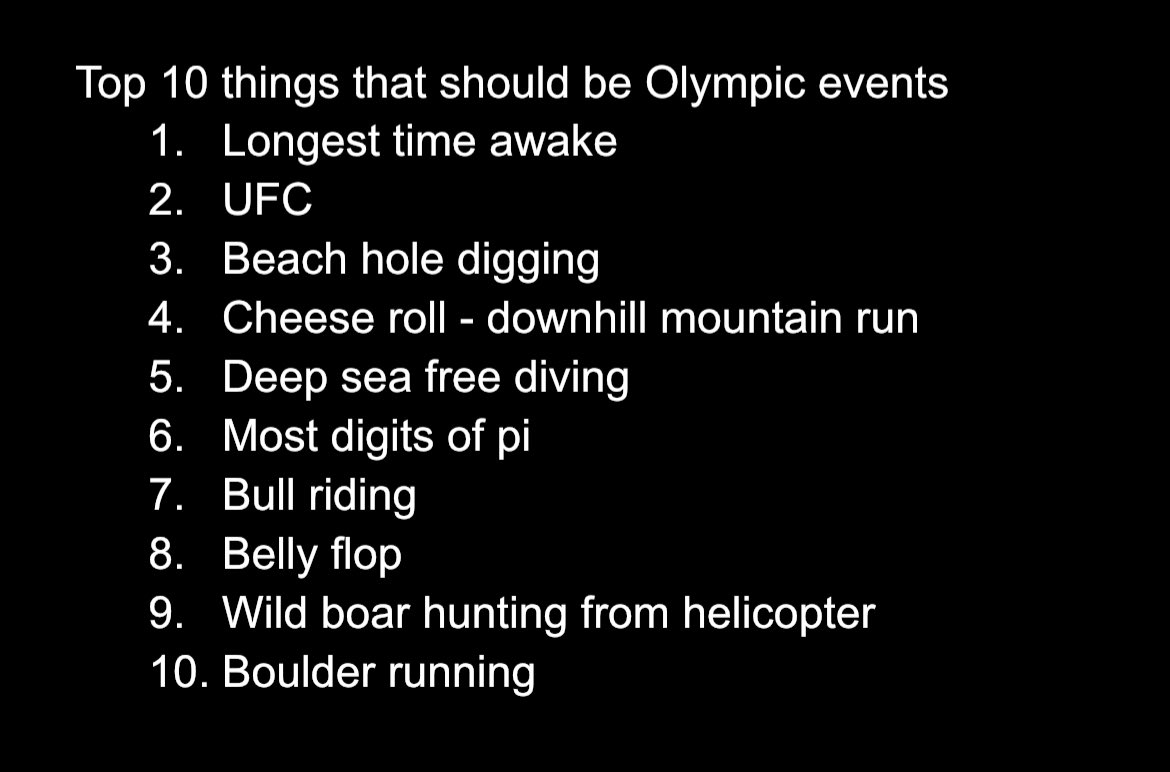 top10________'s tweet photo. We’re back with the Top 10 events that should be in the summer Olympics https://t.co/y4SO08LZ3J
