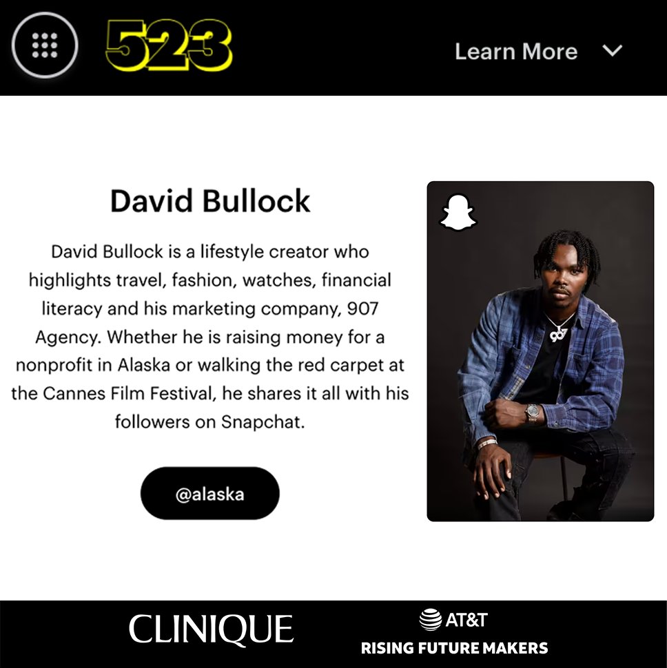 🚨 Newest member of <a href="/Snapchat/">Snapchat</a>’s 523 creator accelerator program. Thank you to everybody at Snap for the opportunity 🙏🏿 <a href="/ATT/">AT&T</a> <a href="/Clinique/">Clinique</a> @FollowEnsemble @IssaRae