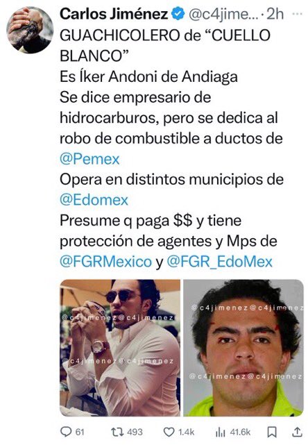 TheWayandThruth's tweet image. LUCIENDO LO ROBADO… del HUACHICOL
Así presume sus viajes por el mundo Íker Andoni de Andiaga, uno de los principales huachicoleros de @Edomex
Se dice empresario, pero roba combustible de ductos de @Pemex 
Presume protección d @FGRMexico y @FGR_EdoMex

Más imágenes #C4EnAlerta