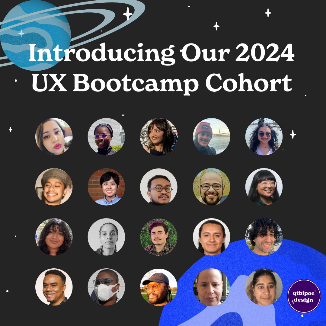 We’re thrilled to announce that we’ve selected our 2024 UX Bootcamp cohort! 🎉✨ Out of many incredible applications, we’ve chosen 20 talented students who will embark on this year’s transformative journey with us.

#uxbootcamp #designers #QTBIPOCDesign #uxdesign
