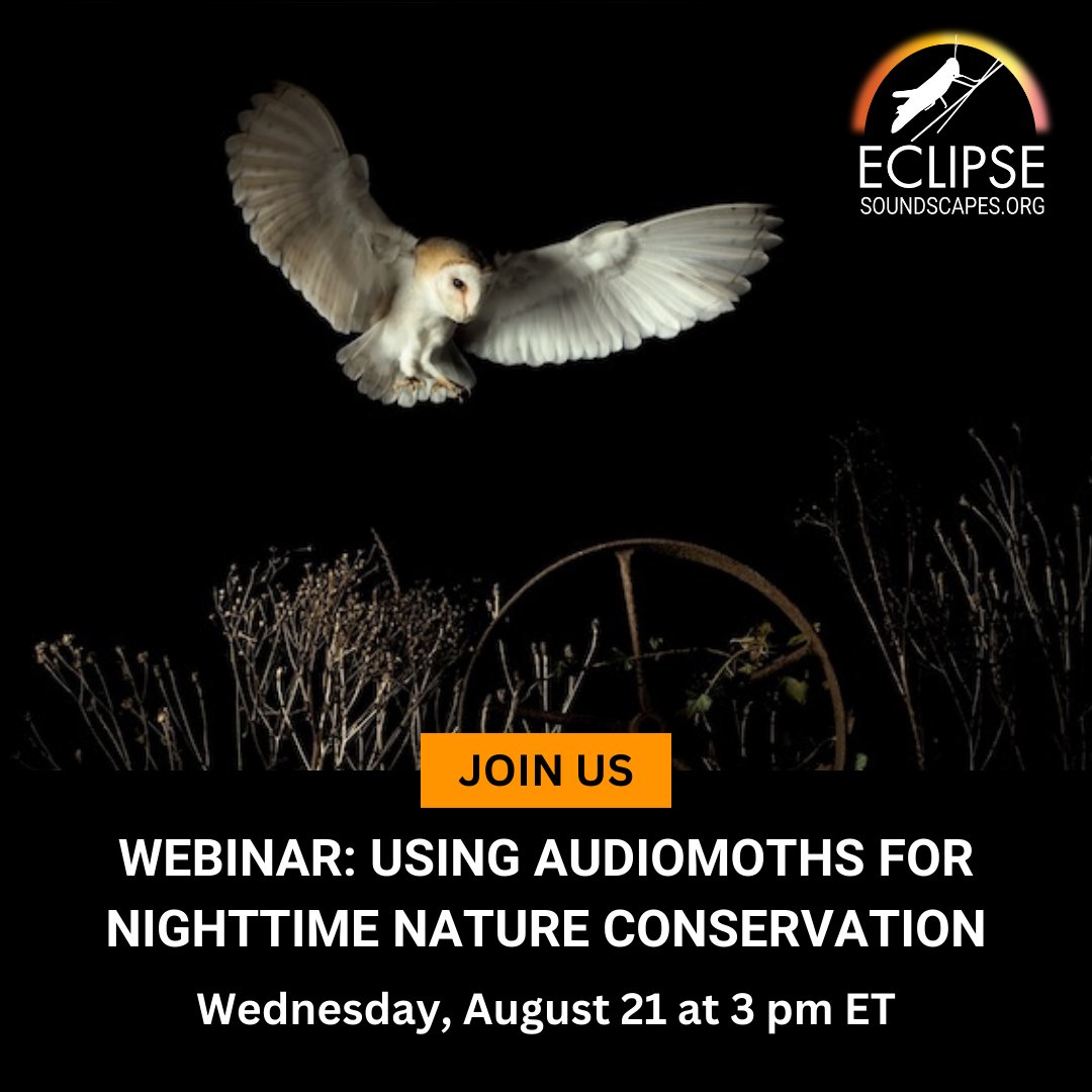 Eclipse Soundscapes (@eclipsesoundudl) on Twitter photo Join Eclipse Soundscapes and special guest Don Ficken of <a href="/DarkSkyMissouri/">Dark Sky Missouri</a> for a webinar on using AudioMoths for nighttime nature conservation. The webinar will take place Wednesday, August 21, at 3 pm ET. us02web.zoom.us/webinar/regist… Join Eclipse Soundscapes and special guest Don Ficken of <a href="/DarkSkyMissouri/">Dark Sky Missouri</a> for a webinar on using AudioMoths for nighttime nature conservation. The webinar will take place Wednesday, August 21, at 3 pm ET. us02web.zoom.us/webinar/regist…