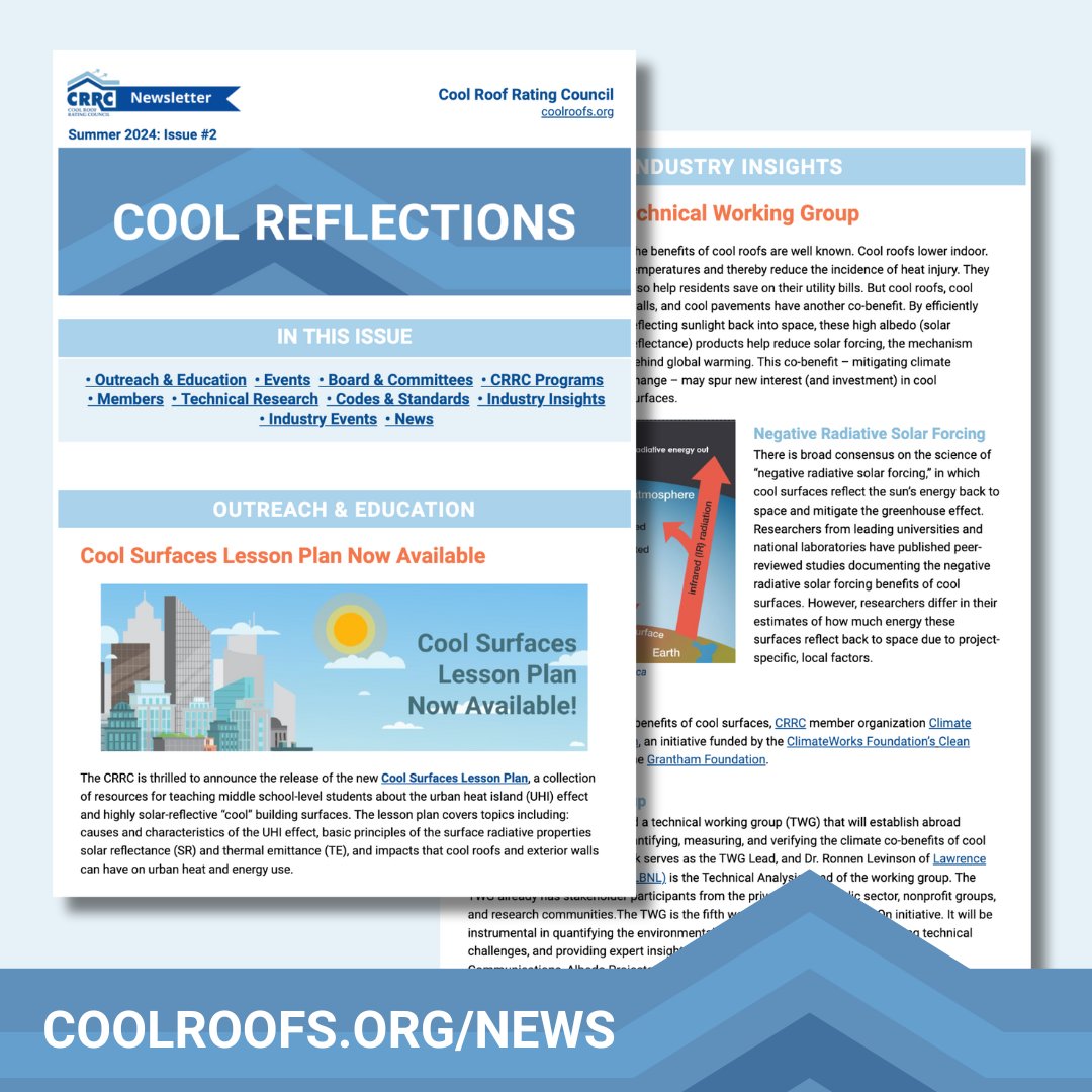 Our newsletter has a new look! Dive into the summer edition of Cool Reflections, which is chock-full of news, resources, and opportunities for involvement. Read it here: mailchi.mp/coolroofs.org/…