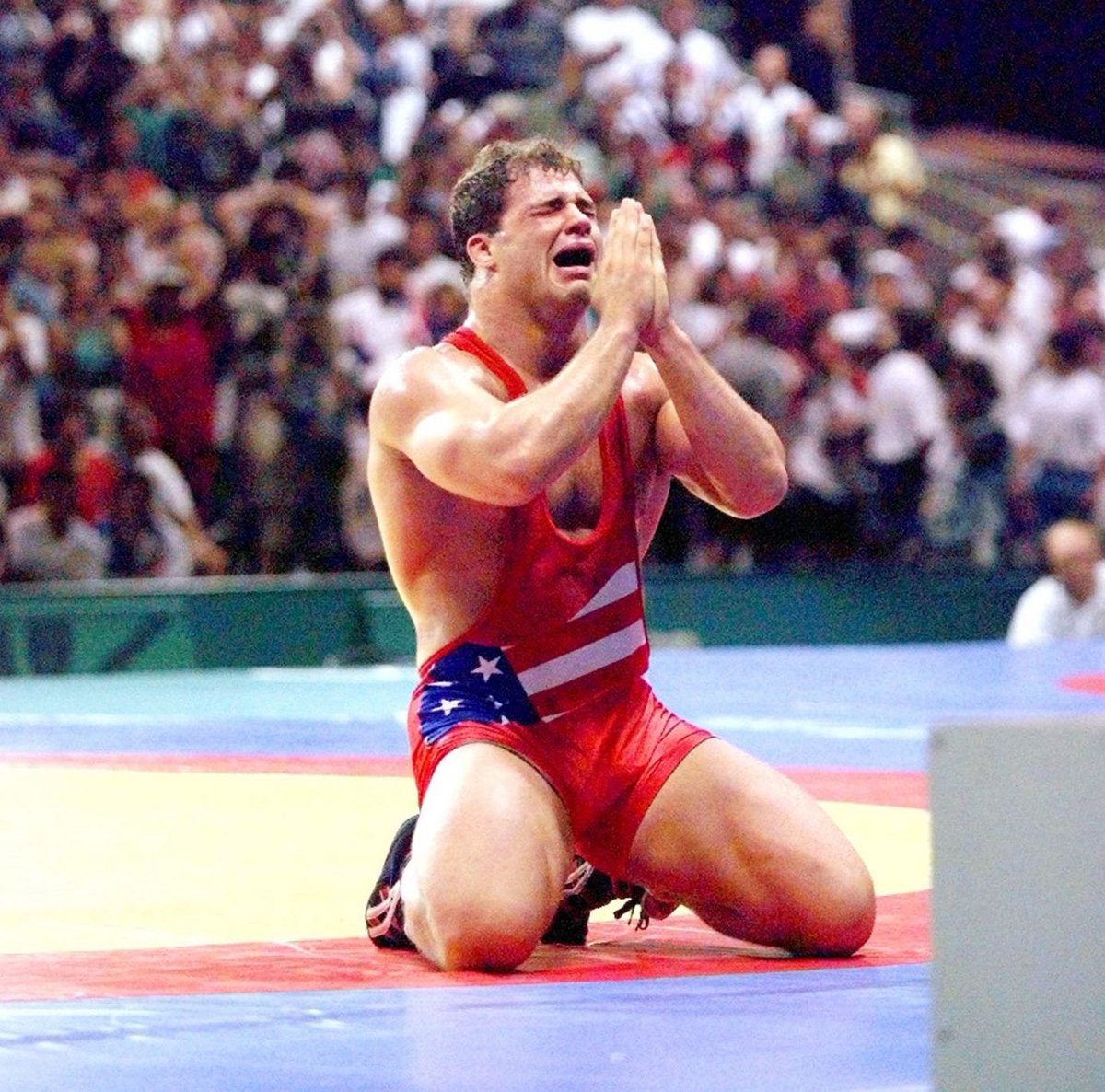 WrestleOps's tweet photo. 28 years ago today, Kurt Angle won an Olympic Gold Medal with a broken freakin’ neck. #Olympics https://t.co/PVJeu1caWp