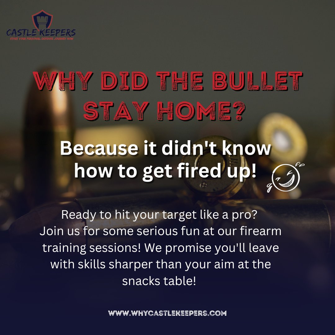 CastleKeepersMD's tweet image. Ready to hit your target like a pro? Join us for some serious fun at our firearm training sessions! We promise you'll leave with skills sharper than your aim at the snacks table! 🎯🍩

#TargetAcquired #ShootingRangeLaughs #FirearmFun