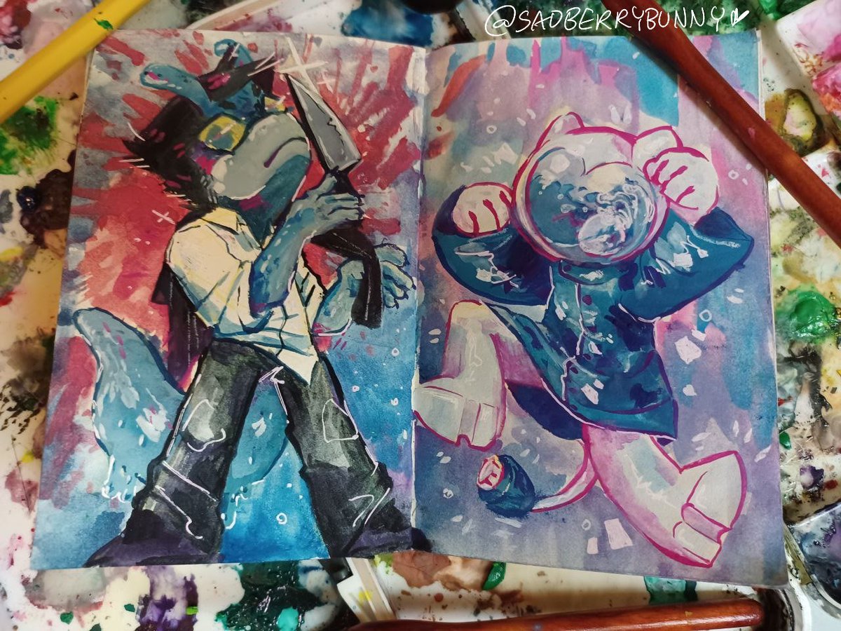 adopted a couple cool new guys from @/shug8888 
had to paint them right away!! >:3c