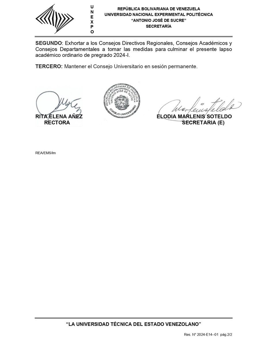 Información importante para toda la comunidad universitaria ℹ️  sobre la suspensión de actividades académicas/administrativas hasta nuevo aviso.

#Unexpo #UnexpoVe