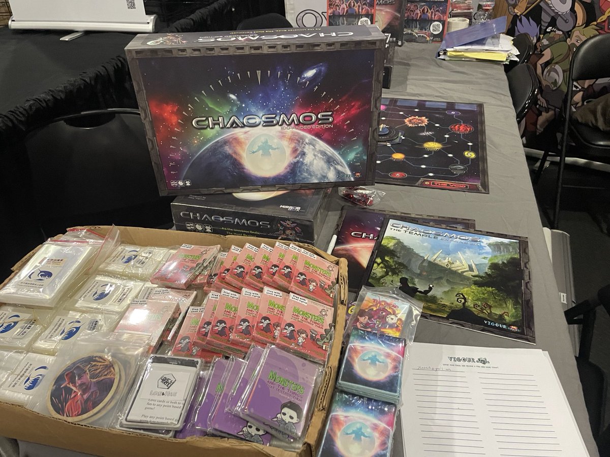JoeyVigour's tweet photo. Hi all, Thursday and Saturday at #gencon Booth 535 - Chaosmos Expanded Edition for viewing and demos #chaosmos https://t.co/PQCq3LJJhV