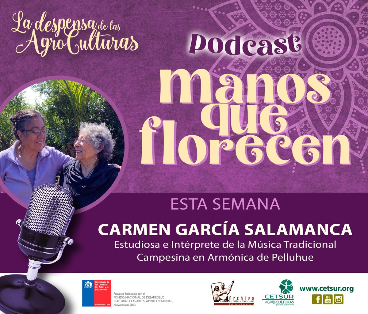 RadioHumedaLES's tweet photo. A las 20 hrs📷 sintoniza Manos que florecen 📷📷📷, un viaje sonoro por el conocimiento tradicional del centro sur de Chile, en el que Patricia Chavarría dialoga con mujeres cultoras de artes y oficios ancestrales.
Por https://t.co/jDjMocDvvF📷  o por nuestra app https://t.co/L7XjttcgW5