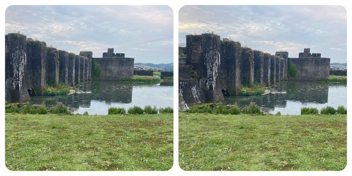 StereoSimian's tweet image. Some #stereoscopic #3D snaps of @CaerphillyCas at sunset tonight. 

It was a quick 26 mile round trip on my bicycle, Cardiff to Caerphilly and back, via our excellent cycle network.

Very well signposted - got there and back without once needing to look at the satnav!