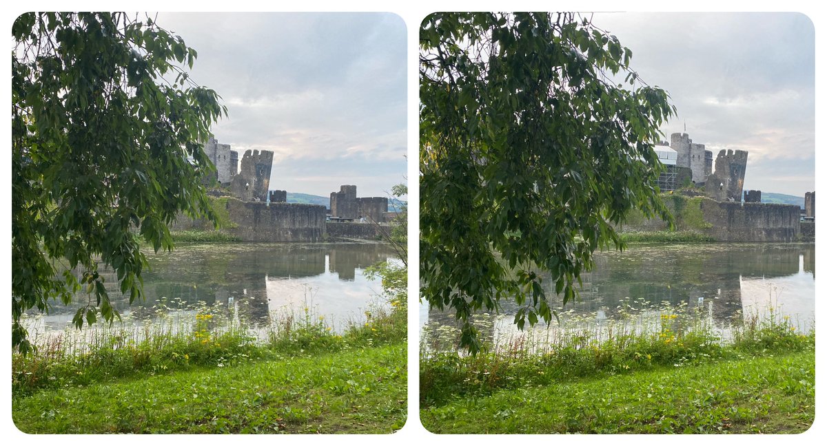 StereoSimian's tweet image. Some #stereoscopic #3D snaps of @CaerphillyCas at sunset tonight. 

It was a quick 26 mile round trip on my bicycle, Cardiff to Caerphilly and back, via our excellent cycle network.

Very well signposted - got there and back without once needing to look at the satnav!
