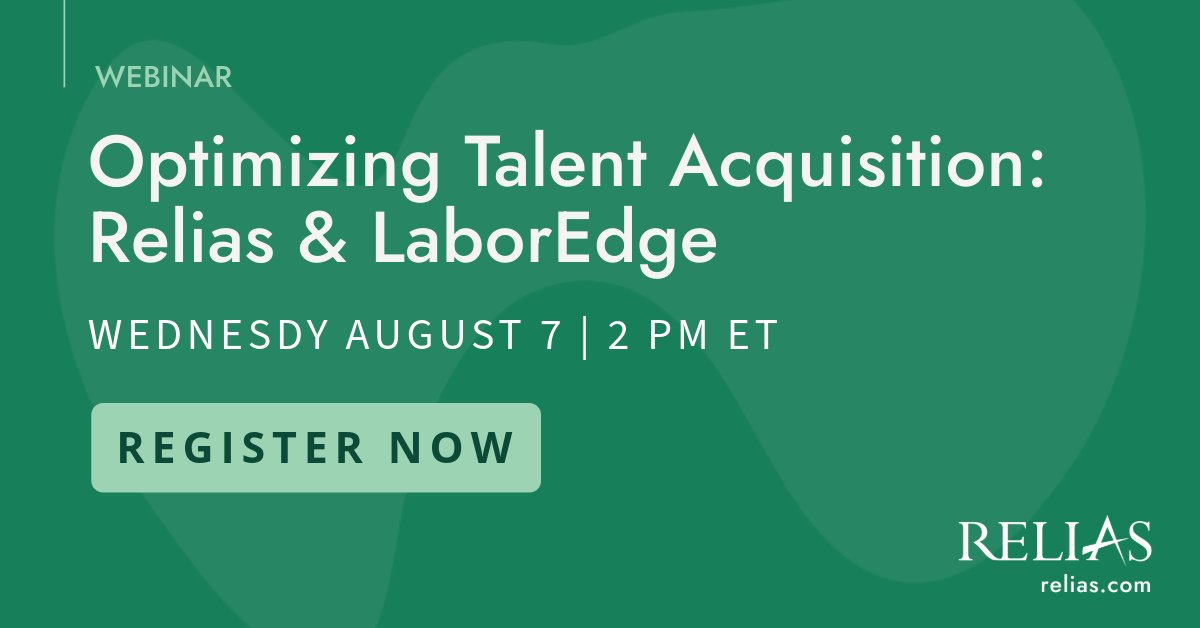 Relias (@relias) on Twitter photo Join us Wed, Aug 7, at 2 PM ET as we'll highlight the integration capabilities between Relias Assessments and <a href="/laboredge/">LaborEdge - Healthcare Staffing ATS | VMS | Mobile</a> to effectively assign, manage, and report on assessments all within one application.
Register: bit.ly/3YhQUn8
#TalentAcquisition #Turnover #Retention Join us Wed, Aug 7, at 2 PM ET as we'll highlight the integration capabilities between Relias Assessments and <a href="/laboredge/">LaborEdge - Healthcare Staffing ATS | VMS | Mobile</a> to effectively assign, manage, and report on assessments all within one application.
Register: bit.ly/3YhQUn8
#TalentAcquisition #Turnover #Retention