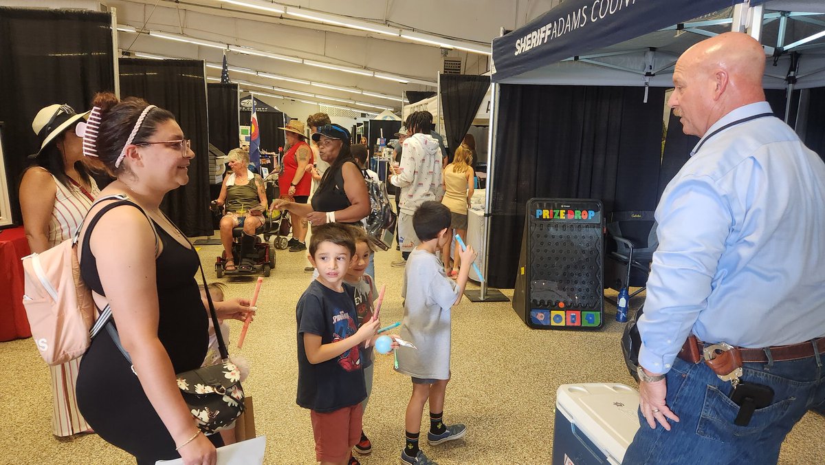 AdamsCoSheriff's tweet photo. We're just one hour in, and we're having lots of fun at the #AdamsCountyFair. We hope to see you this week!

#BetterTogether #CommunityPolicing #Colorado #AdamsCountyCO #DeputySheriff #LawEnforcement https://t.co/7pywBTQhph