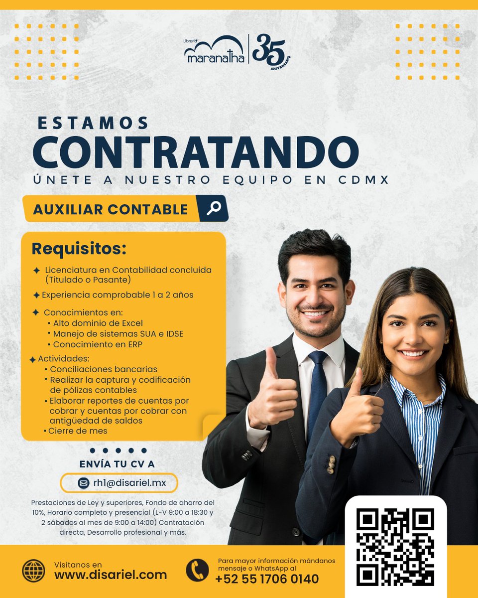 libmaranatha's tweet photo. Estamos buscando profesionales proactivos y organizados para unirse a nuestro equipo de trabajo. Si tienes experiencia en algunas de estas vacantes, ¡esta puede ser tu oportunidad!
Envía tu CV a 📷 https://t.co/KOihDSUcrd https://t.co/mdrhYSPdCb