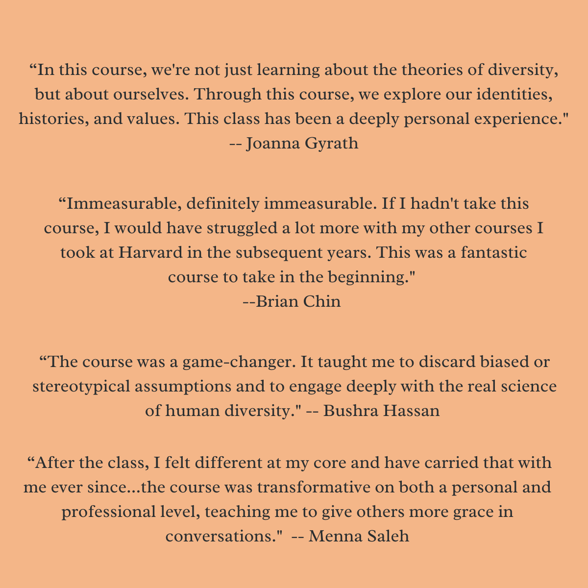 MonaWeissmark's tweet photo. Reflecting on PSYC 1507: Psychology of Diversity @HarvardSummer &amp; @HarvardExt . We spoke with former students of our live online course to discover its biggest impact.

Here’s what they had to say about their experiences.

Register Here: https://t.co/QUkNmtiRxk" https://t.co/xMZC0BPkFH
