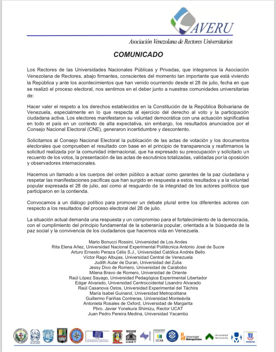 #COMUNICADO de la Asociación Venezolana de Rectores Universitarios (AVERU).
