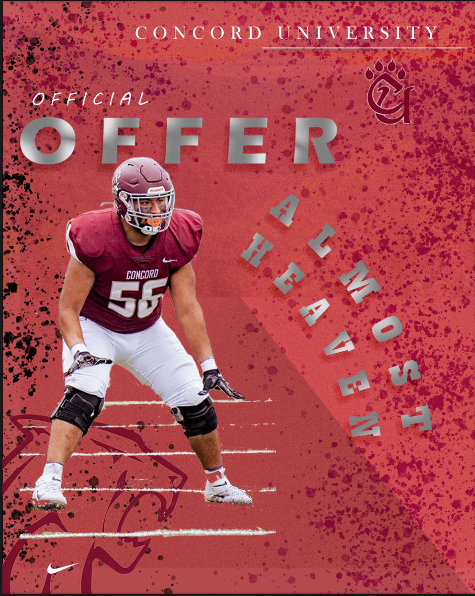 After a great phone call with <a href="/CoachBoomerOL/">Coach Boomer</a> I am blessed to receive my first Offer from Concord University <a href="/caprewett/">Chris Prewett</a> <a href="/CarlisleFunk/">Patrick Carlisle</a> @RoswellHornetFB @roswellrecruits