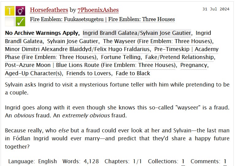 My Sylvgrid fic for the "Long Story Short" Faerghus Four community zine has been posted!
It was a wonderful project and I'm so grateful to have been part of it.

Read it here! 
archiveofourown.org/works/57651841