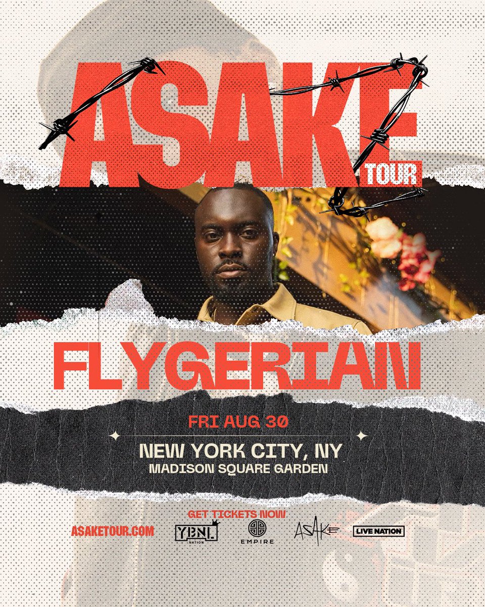 FRI AUGUST 30TH
Opening up for <a href="/asakemusik/">ASAKE</a> 
MADISON SQUARE GARDAN! 
BEAT ME THERE! 🦅
S/O <a href="/LiveNation/">Live Nation</a> @Empire
