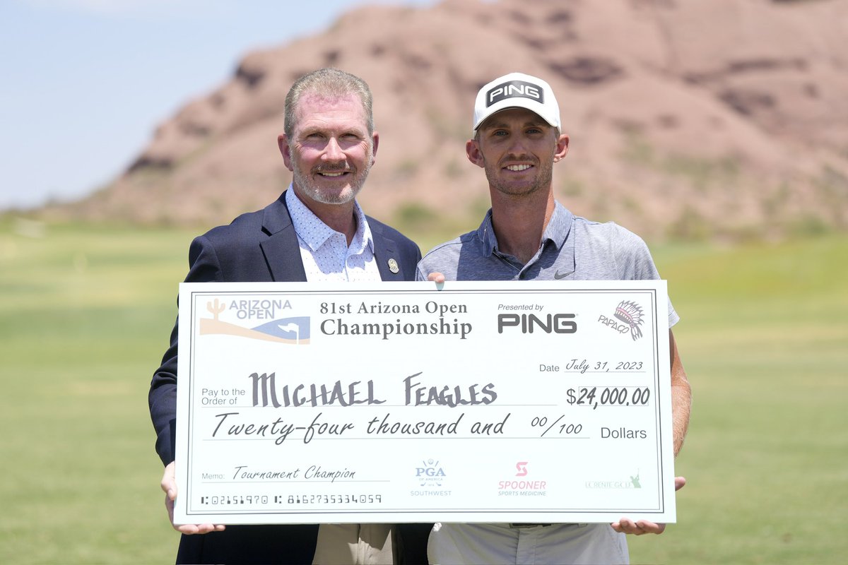 Congratulations to <a href="/michaelfeagles/">Michael Feagles</a> on winning the 81st Arizona Open at <a href="/PapagoGolf/">Papago Golf Course</a>. His 54-hole total of 196 (-14) was one better than runner-up finisher <a href="/markbaldwin1/">Mark Baldwin</a>. 15-year-old Asher Nelson earned Low Amateur honors &amp; finished T4 overall at 200 (-10). <a href="/acaseofthegolf1/">Monday Q Info</a>.