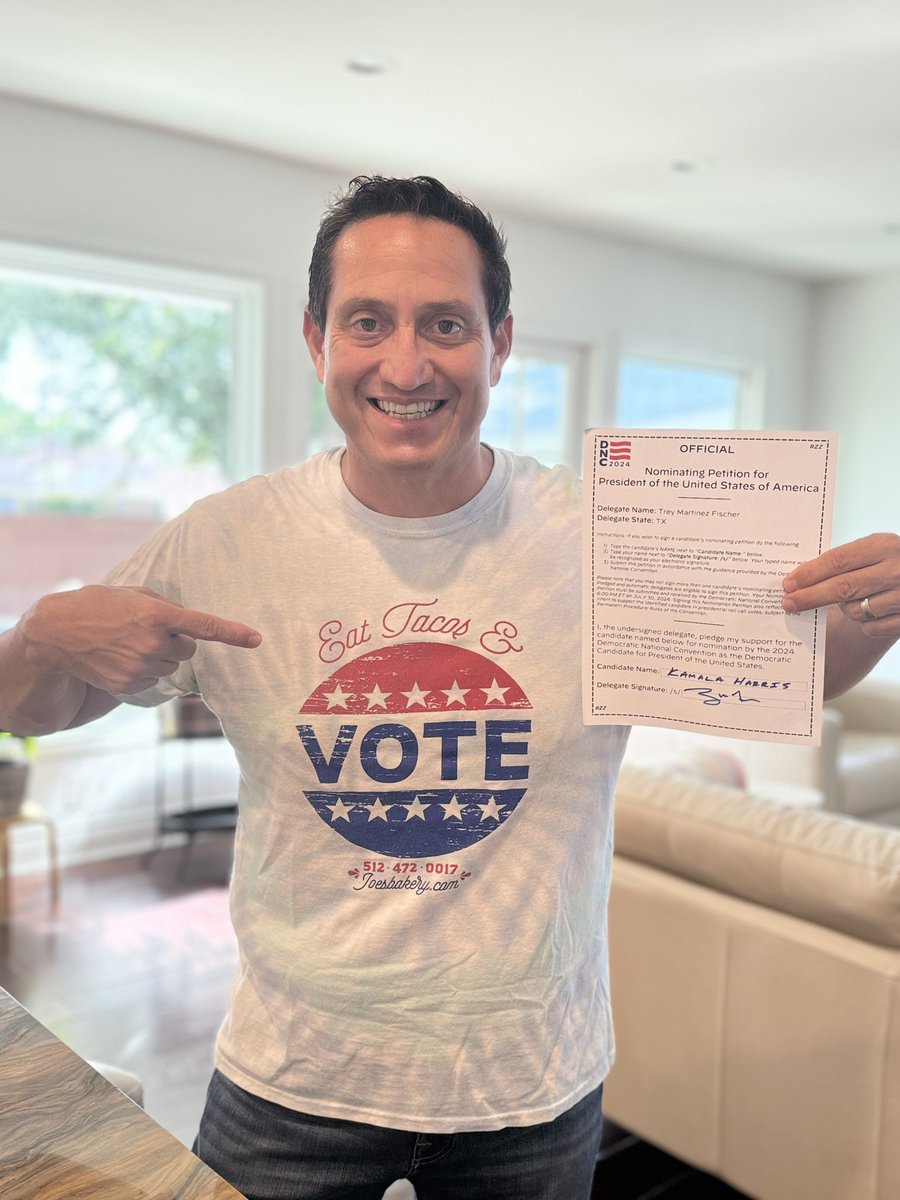 TMF (@tmftx) on Twitter photo It's official!🚨 As a DNC Delegate, I'm so proud to officially sign my nominating petition for <a href="/KamalaHarris/">Kamala Harris</a> to be our next president of the United States.
Our fight is our future, and we're sure as hell not going back.
Adelanté! It's official!🚨 As a DNC Delegate, I'm so proud to officially sign my nominating petition for <a href="/KamalaHarris/">Kamala Harris</a> to be our next president of the United States.
Our fight is our future, and we're sure as hell not going back.
Adelanté!
