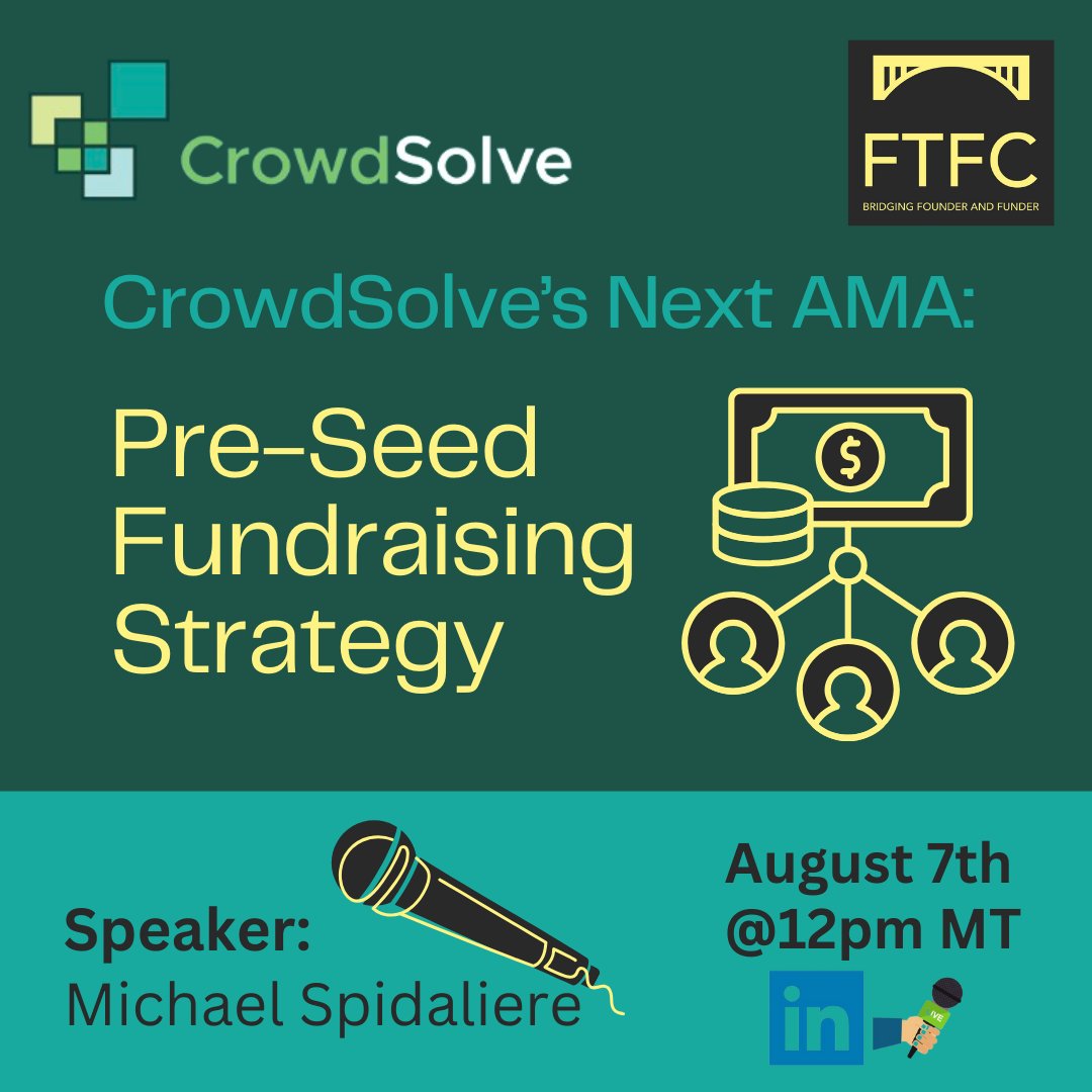 CrowdsolveE's tweet photo. 🚀 Elevate Your Pre-Seed Fundraising Game at CrowdSolve's upcoming AMA! 🚀
https://t.co/oSpGb2bdHB https://t.co/r5tpRKRcfw
