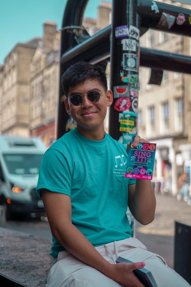 Our Musical Director happy with the flyering spot he’s found! 

SING IT! From Retro to Remix
📆31st July - 13th August (not 7)
📍<a href="/Gildedballoon/">Gilded Balloon</a> Patter House, Doonstairs
⏰ 1pm
🎟️ tickets.edfringe.com/whats-on/sing-…

#edfringe2024 #edfringe24 #acappella #UnleashYourFringe