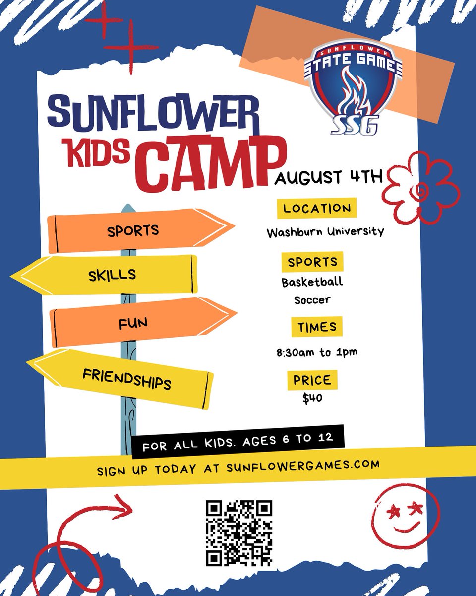 SunflowerGames's tweet photo. The time is now! Don’t wait any longer and sign up for our kids camp! It’s going to be so much fun and we are going to be having experienced coaches! #sunflower #kids #camp #basketball #soccer https://t.co/uLSo73d1oM