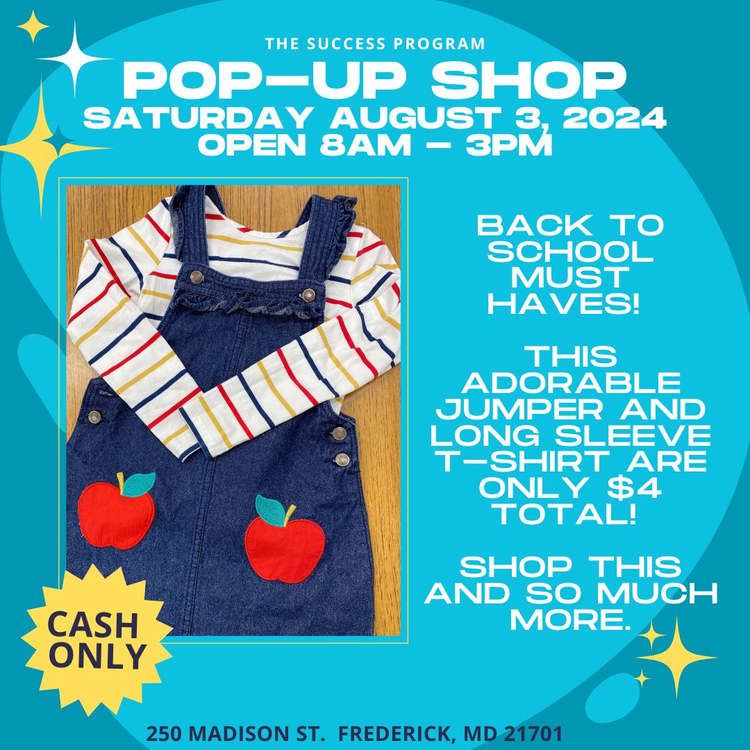 VanessaToner's tweet photo. Looking for the perfect school picture outfit… check out this ADORABLE jumper and long sleeve t-shirt!! Shop this and so many more picture perfect outfits at the @FCPSMaryland SUCCESS Program Pop Up Thrift Shop! #fcpssuccess #popupshop #thriftshop https://t.co/EaMckD6sfA