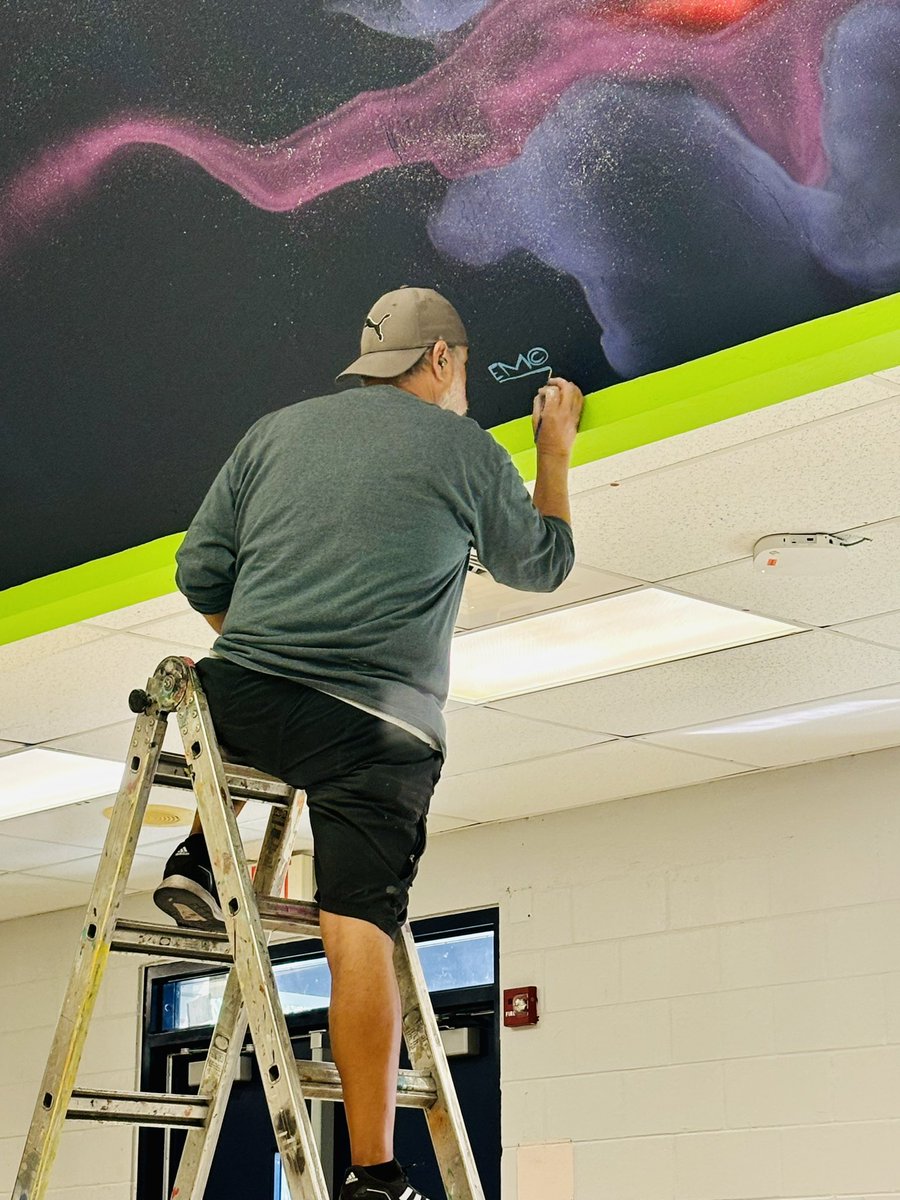 Thank you very much to our local artist Ed Mendieta. By the way,his children are products of the Palm Beach County School District.I was so happy with our mural last year that I just couldn’t wait for something new this year.Behold,our new astronaut in the cafeteria. Let’s go!!!!
