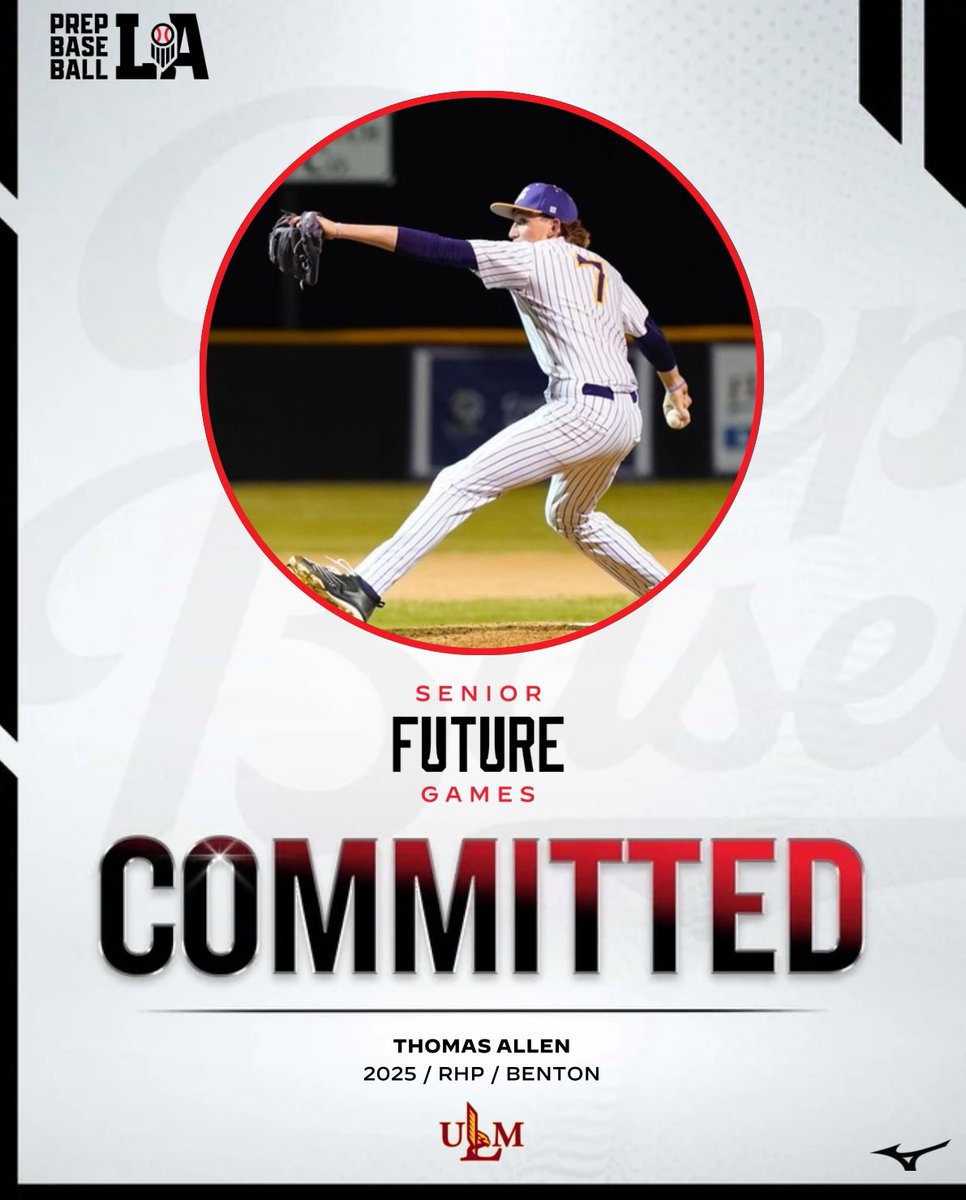 Prep Baseball Louisiana (@prepbaseballla) on Twitter photo Congratulations to 2025 RHP Thomas Allen (Benton HS) on his commitment to the University of Louisiana-Monroe. Allen is a former Future Gamer and the 2nd commit from last week’s Senior Future Games team. #BeSeen #PBSFG24
<a href="/prepbaseball/">Prep Baseball</a> | <a href="/AlexArmandPBR/">Alex Armand</a>
👤 loom.ly/2czdSSY Congratulations to 2025 RHP Thomas Allen (Benton HS) on his commitment to the University of Louisiana-Monroe. Allen is a former Future Gamer and the 2nd commit from last week’s Senior Future Games team. #BeSeen #PBSFG24
<a href="/prepbaseball/">Prep Baseball</a> | <a href="/AlexArmandPBR/">Alex Armand</a>
👤 loom.ly/2czdSSY