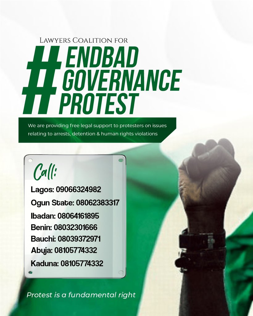 mrfestusogun's tweet photo. Pro Bono Legal Support for Protesters today by Lawyers Coalition for #EndBadGovernaceProtest https://t.co/J4i6howRQ3
