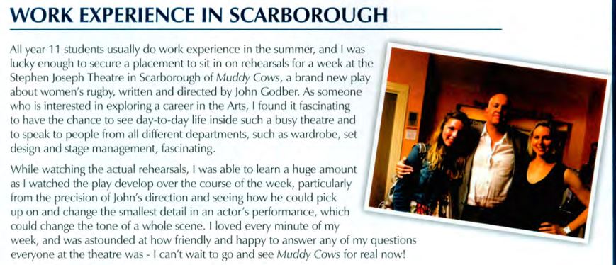 #ThrowbackThursday
Over the summer, our students get the opportunity to complete work experience; an opportunity Hymers has organised for decades. One student spoke about her experience in The Hymerian 2012-13, available to read in our Digital Archive.
hymerscollege.cortes.websds.net/default.aspx