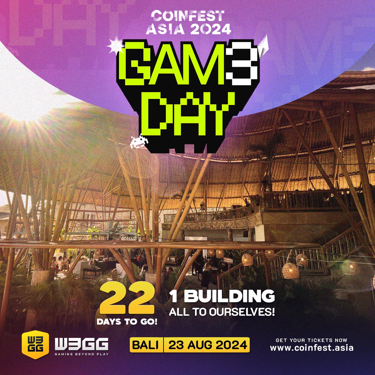 w3ggofficial's tweet image. Experience over 10 exciting games, 5+ game demos, and 4+ thrilling game showmatches, all within 1 BIG gaming community.

🎟️ Purchase your Coinfest Asia ticket at coinfest.asia
🎮 RSVP for Game Day here: lu.ma/8yc6qq1l

See you at #CoinFestAsia!

#W3GG