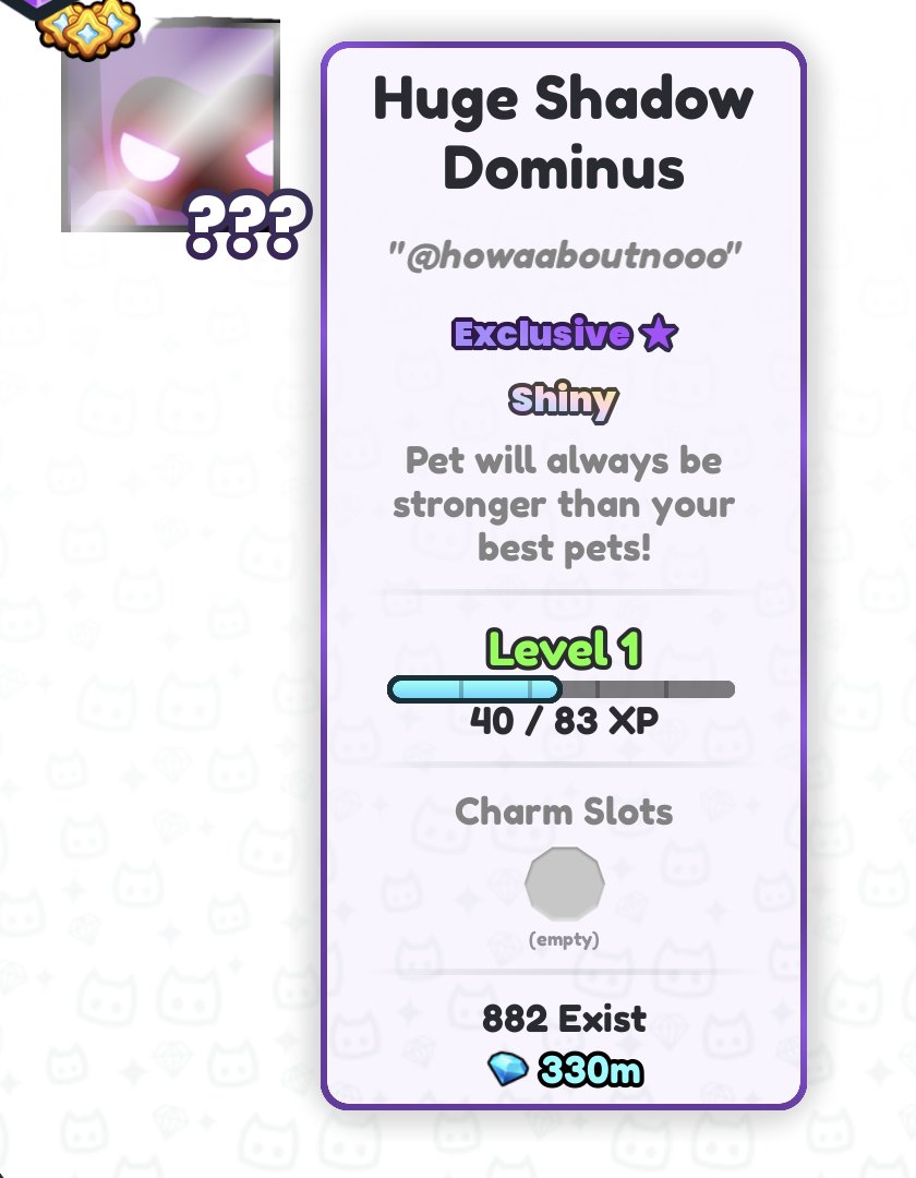 howaaboutnooo's tweet photo. 🎉 DAILY GIVEAWAYS - Day 240 🎉
🔥 Shiny HUGE Shadow Dominus! 🔥

Requirements:
🤝 follow me & @juniisaturtle 
❤️ & 🔁 like & RT
💬 reply w/ ur username

giveaway ends in 3 days! good luck! 🔥🔥
#PetSimulator99 #PetSim99 #PetSim #PS99 #PetSimulator #PetSimulator99Giveaways