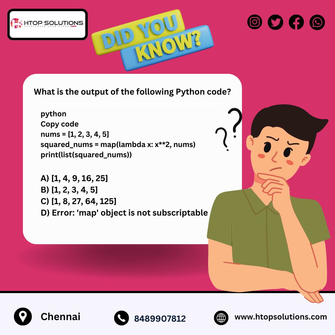 htop_online's tweet image. Python is often used as a support language for software developers, for build control and management, testing.
Call us at 8489907812 with any queries Or send the mail to info@htopsolutions.com
#pythoncoursefee #pythoncoursetraining #pythoncourse #pythontrainingincoimbatore