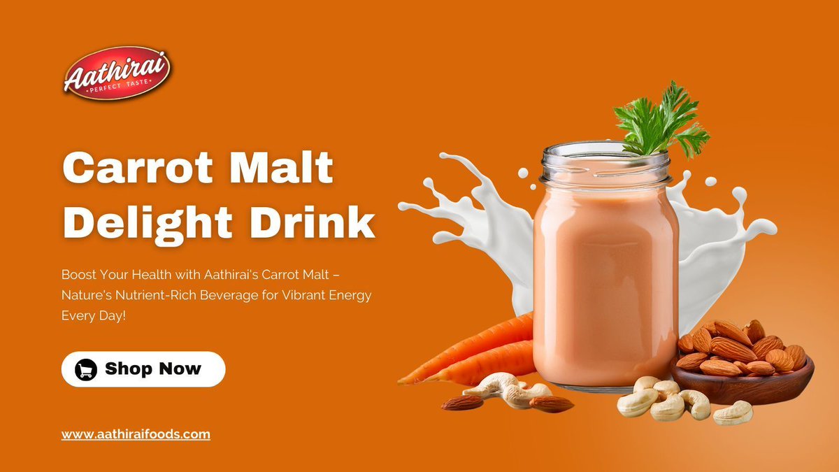 aathiraifoods's tweet photo. Discover the power of health in every sip! Try Aathirai's Carrot Malt โ a nutrient-rich, delicious beverage that boosts your energy and vitality every day!
Order Now: https://t.co/djxZPCzJGY.
#carrotmalt #carrot #carrotpowder #maltpowder #healthydrink #nutrition #malt https://t.co/YcEq8YaFtL