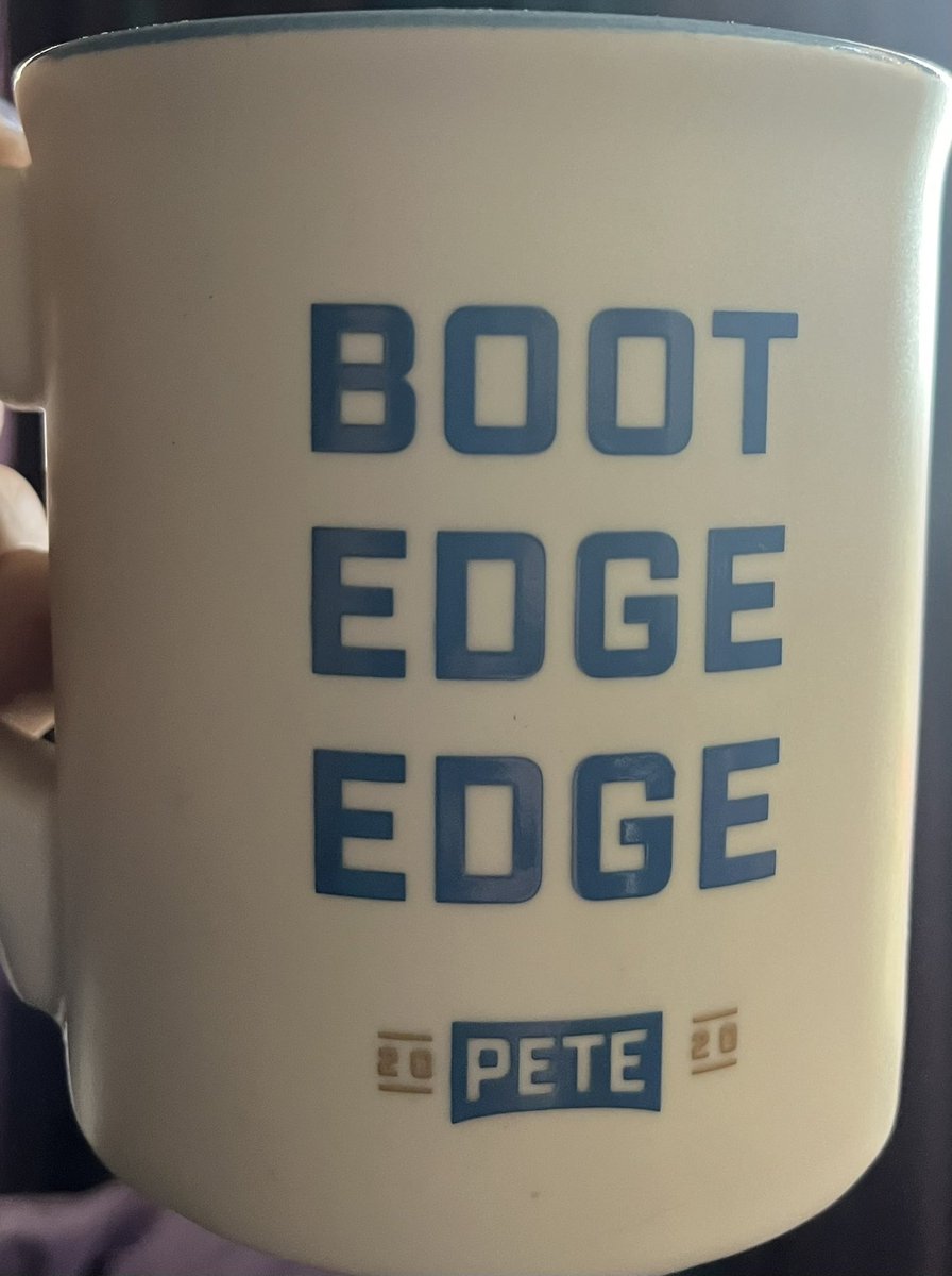 me_longworth's tweet photo. @GeorgeHornedo @BarnstormersUSA @PeteButtigieg #BootEdgeEdge 
I’ve never put my mug away! https://t.co/RkytpqpoST