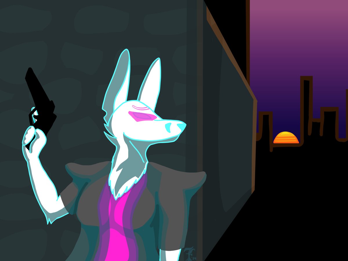 triodefox's tweet photo. Aha, I lied! here's a last-minute #artfight piece for @WildElements 's Magnum Bullets inspired character. This one is the last of the event, for real this time. https://t.co/egiptpSamy