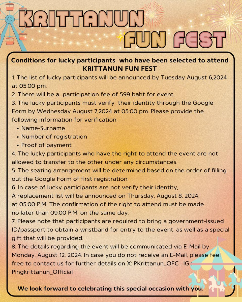 📢 สิ้นสุดการรอคอยกับการจัดงานวันเกิดของ เฮียกฤต กฤตนัน 🐼✨️

📍เงื่อนไข / กติกาการเข้าร่วม
งานKRITTANUN FUN FEST 🎡🎪

💖 มาร่วมเป็นส่วนหนึ่งในงานวันเกิดที่แสนสนุกนี้ไปด้วยกันนะคะ เตรียมตัวกันให้พร้อมแล้วเจอกันน๊า 🎊

#PING20thBirthdayProject
#PingKrittanun #TaLingPing #Area86