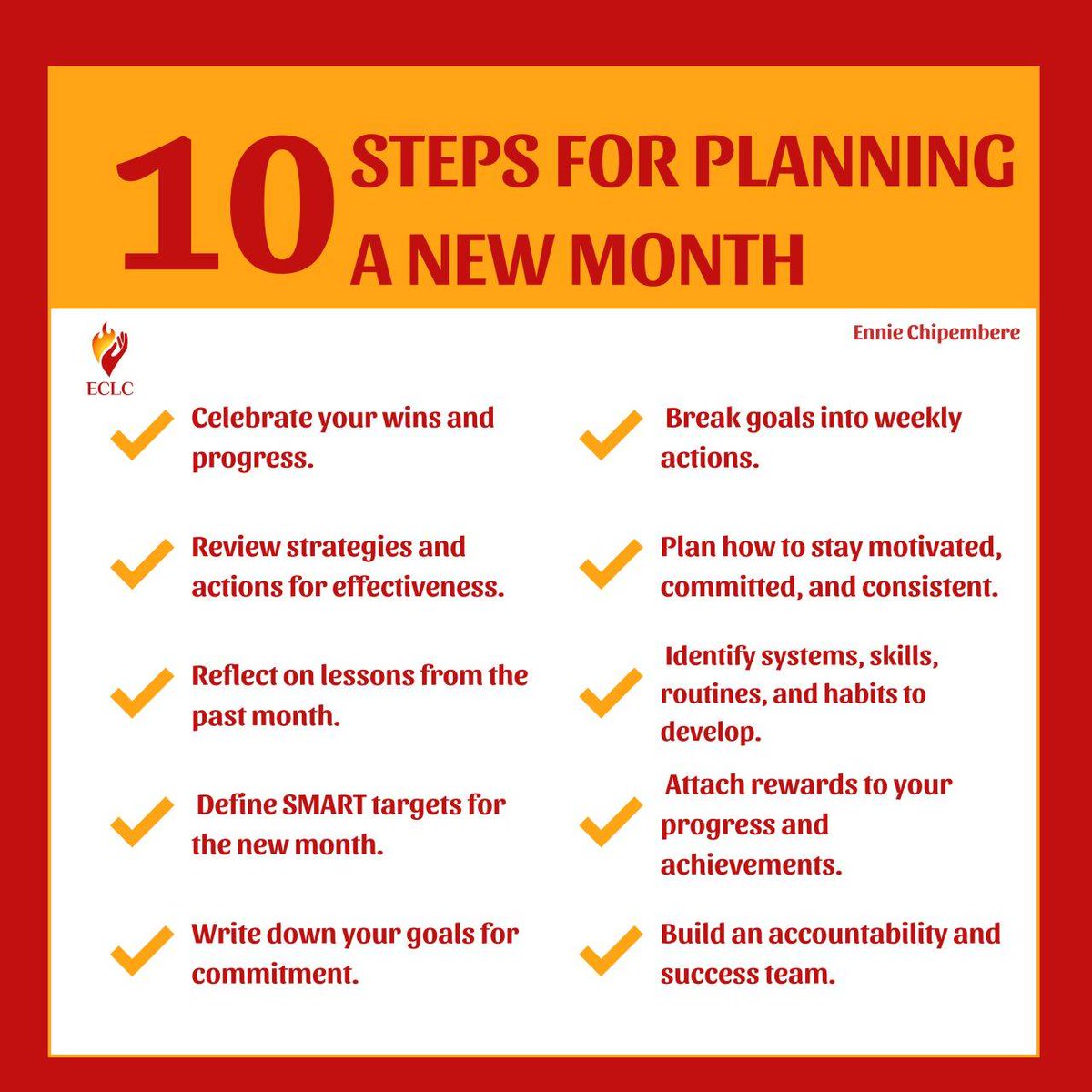 As we start a new month...prepare! 

Set goals and have a plan for success. Planning and organising your priorities, time, and resources is a critical self-management and #leadership skill.

🎯 Self-Coaching Guide ~ 10 Steps for Personal Planning for a New Month -

1. Note your