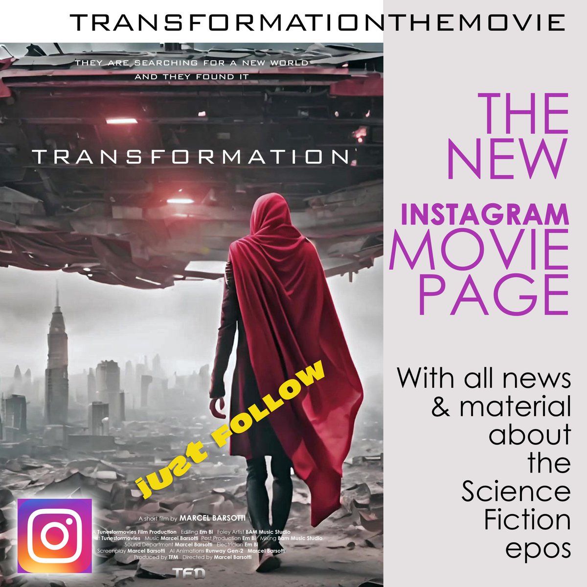 BarsottiMarcel's tweet photo. 👽 The brand new Instagram page TRANSFORMATIONTHEMOVIE with all information & materials about the dystopian science fiction short film by director Marcel Barsotti!
https://t.co/tMhCIdBtNr
#instagram #moviepage #transformation #director #debut #marcelbarsotti #sciencefiction https://t.co/uvkoHSMrDA