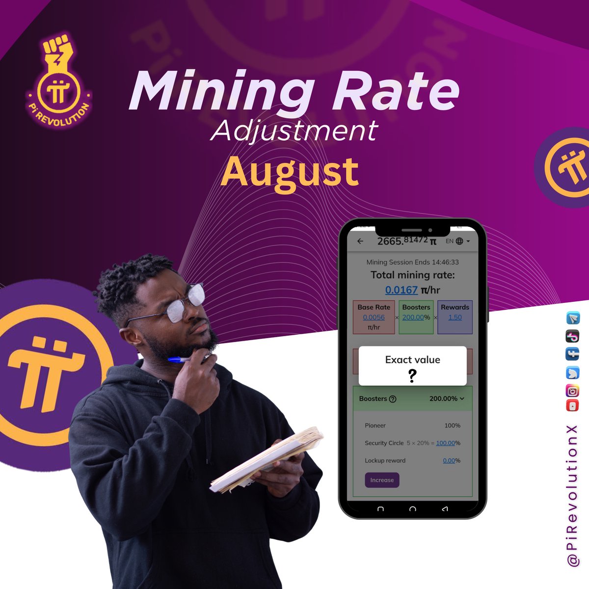 PiNetwork24X7's tweet image. Good morning Pioneers! 🌞

The new month has started and with it the mining rate is also going to drop. 📉

Let&apos;s find out how much the drop will be this month and guess for ourselves. 🕵️‍♂️💡

#PiNetwork #PiMiningRate #Pioneers #pi