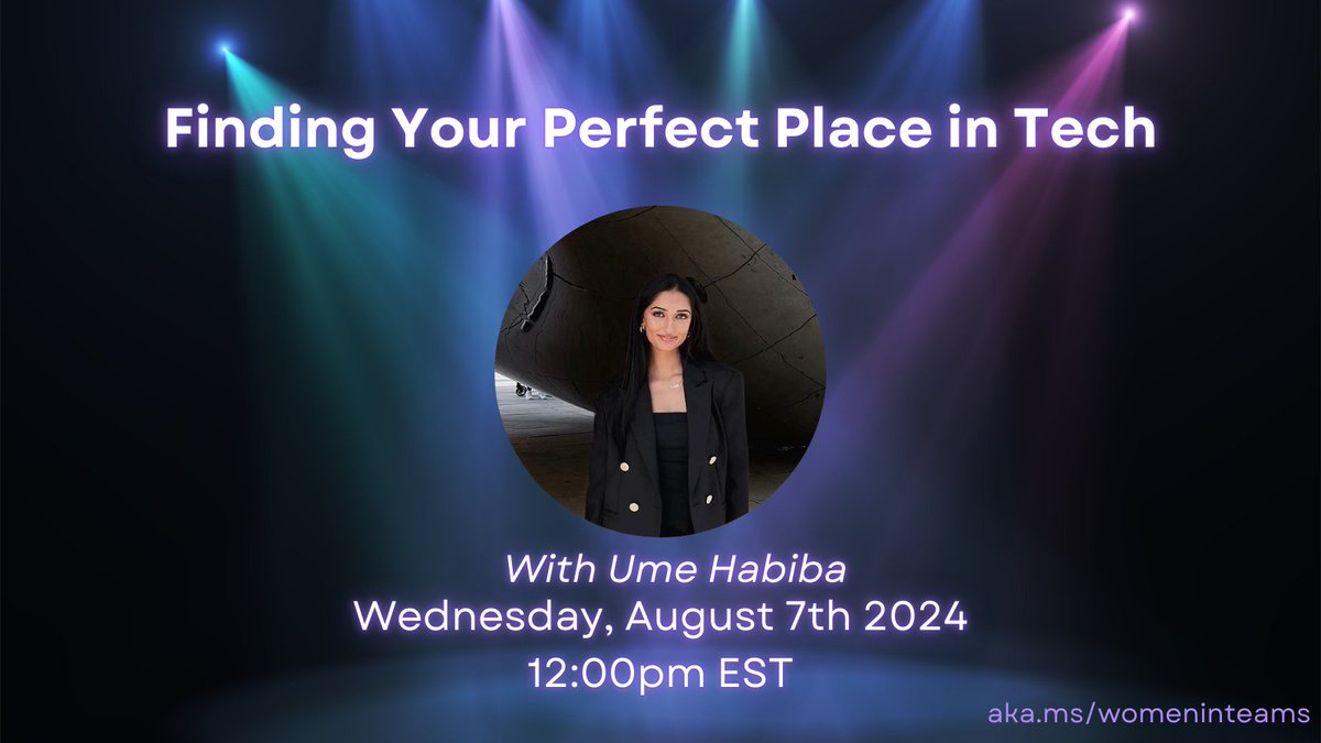 WomenInTeams's tweet photo. Coming next week is the August Women in Teams Community Monthly call! On Wednesday Ume Habiba will be presenting "Finding Your Perfect Place in Tech". Starting at 12:00pm EST
https://t.co/LHBCjyPHCP

Also. consider joining our Women in Teams Community: https://t.co/4P3j90TwcH https://t.co/TzoCxLCxYS
