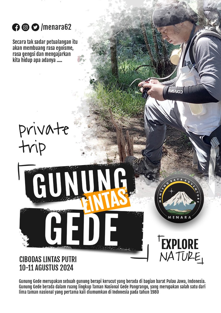 Menyambut HUT RI Ke79, <a href="/Menara62/">MENARA</a> melakukan pendakian Lintas Jalur Gunung Gede via Cibodas turun Putri pd tgl 10-11 Agustus 2024 diikuti sebanyak 15 orang pendaki.

#menara62 #hutri79 #pendakiindonesia