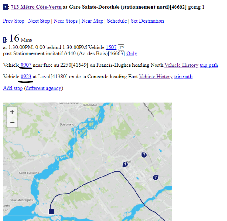 PierreMarc72608's tweet photo. @TransSee Oh ok. Here, something strange happened, because both buses weren't in the bus fleet list, but appeared on the map when i clicked on the line. You see 0907 and 0923 being tracked on a unknown route, but not in the list. (Both screenshots were taken at the same time). https://t.co/524VVtz0En