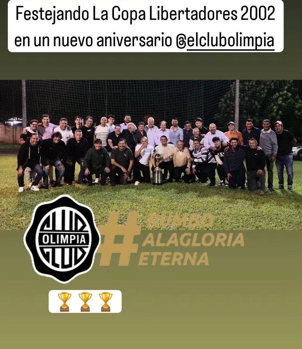 Que lindo estar todos juntos festejando la libertadores 2002 con <a href="/elClubOlimpia/">Club Olimpia</a>