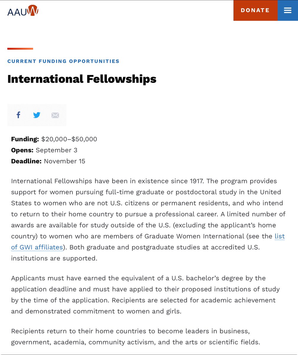 sylviewatikum's tweet photo. MOVE TO THE USA FOR FREE FOR MASTERS AND PhD STUDENTS 

$20,000 - $50,000 + Educational expenses + Living expenses + Dependent child care + Travel for MA&amp;PhD students to the USA 

AAUW Fellowship

Deadline: 11/15

GET LINKED TO GRANTEES: https://t.co/FCHzjdI1ve https://t.co/c0cgt2xli8